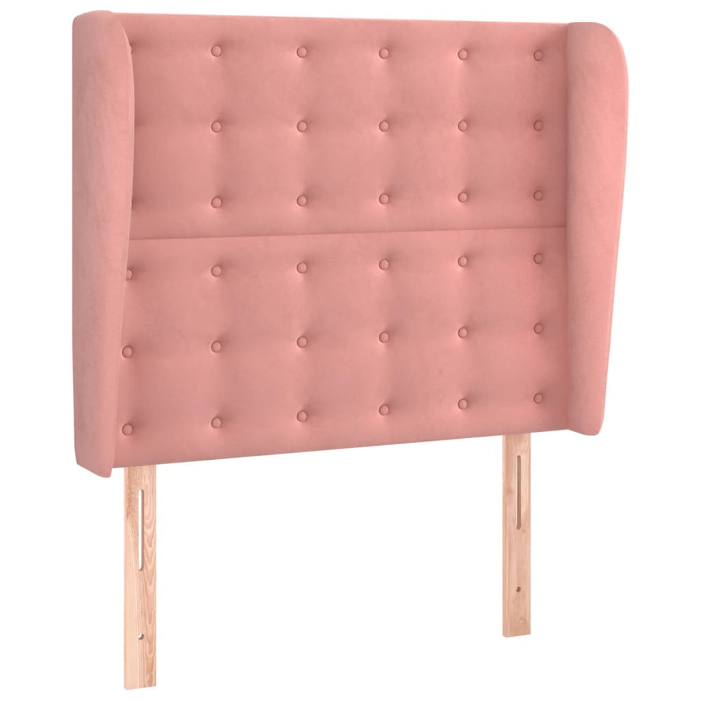 vidaXL Tête de lit à oreilles rose 103x23x118/128 cm velours