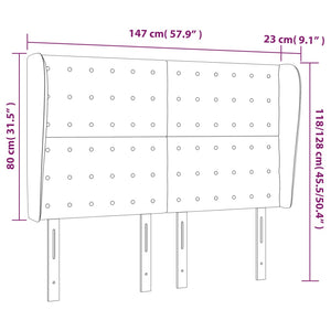 Kopfteil mit Ohren Hellgrau 147x23x118/128 cm Samt