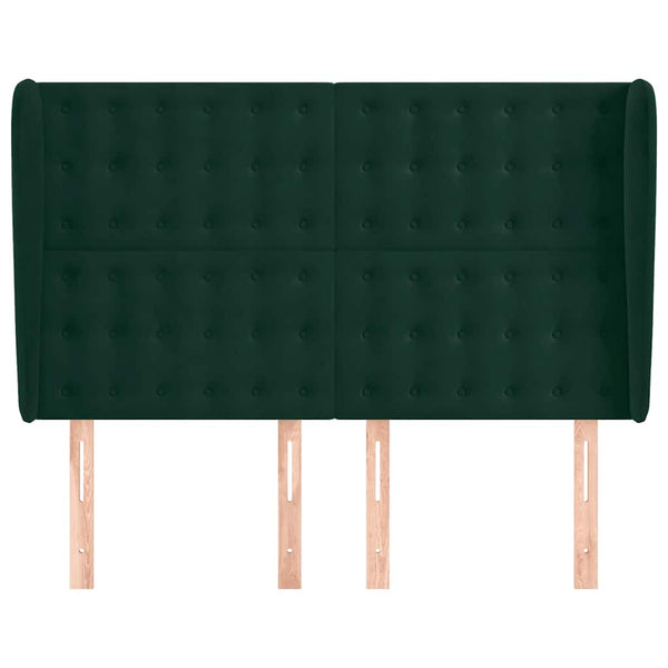 Kopfteil mit Ohren Dunkelgrün 147x23x118/128 cm Samt