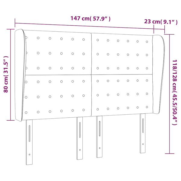 Kopfteil mit Ohren Dunkelblau 147x23x118/128 cm Samt