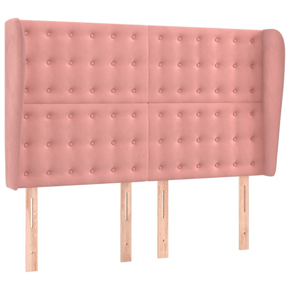 vidaXL Tête de lit avec oreilles rose 147x23x118/128 cm velours