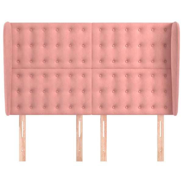Kopfteil mit Ohren Rosa 147x23x118/128 cm Samt