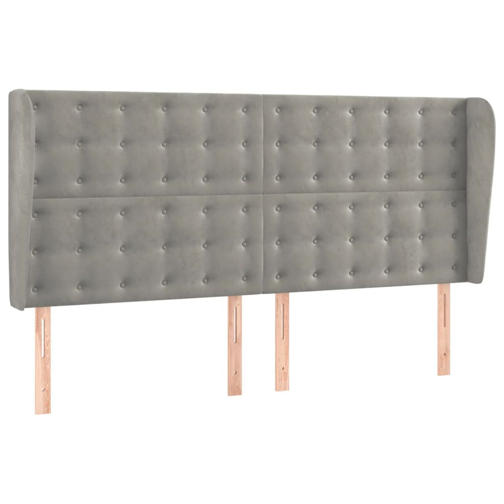 vidaXL Tête de lit à oreilles Gris clair 163x23x118/128 cm Velours