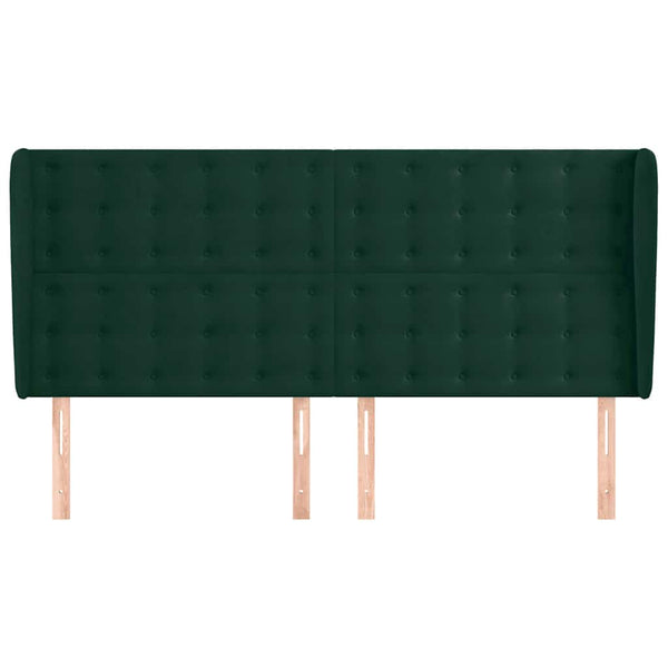 Kopfteil mit Ohren Dunkelgrün 163x23x118/128 cm Samt