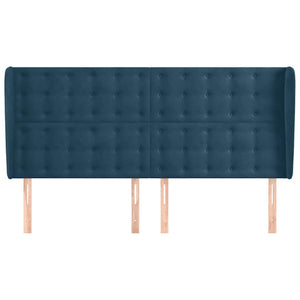 Kopfteil mit Ohren Dunkelblau 163x23x118/128 cm Samt