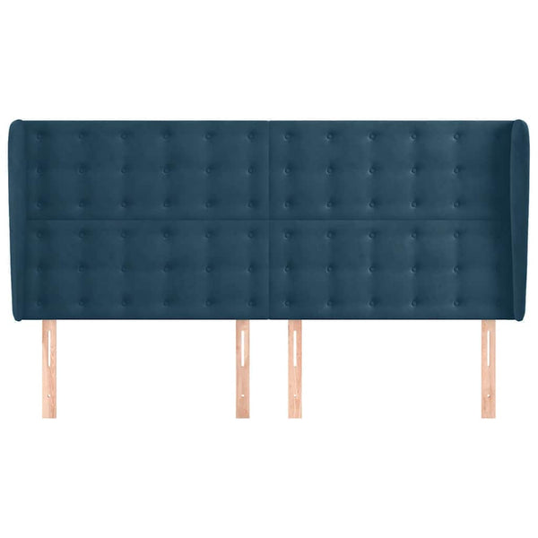 Kopfteil mit Ohren Dunkelblau 163x23x118/128 cm Samt