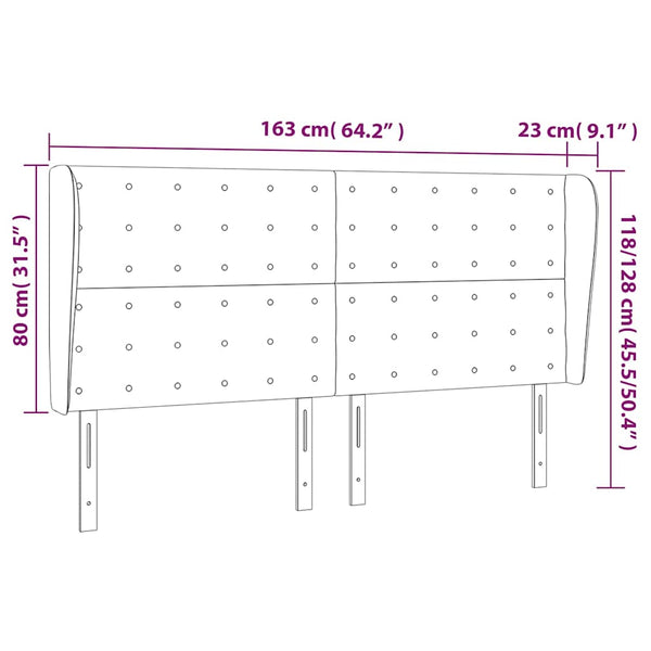 Kopfteil mit Ohren Dunkelblau 163x23x118/128 cm Samt
