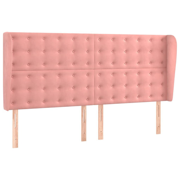 vidaXL Tête de lit à oreilles Rose 163x23x118/128 cm Velours