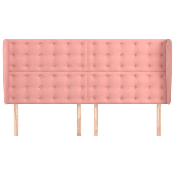 vidaXL Tête de lit à oreilles Rose 163x23x118/128 cm Velours