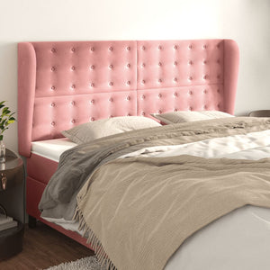vidaXL Tête de lit à oreilles Rose 163x23x118/128 cm Velours