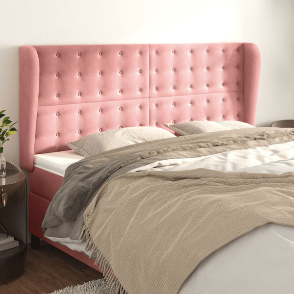 vidaXL Tête de lit à oreilles Rose 163x23x118/128 cm Velours