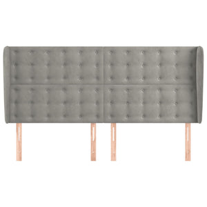 Kopfteil mit Ohren Hellgrau 183x23x118/128 cm Samt