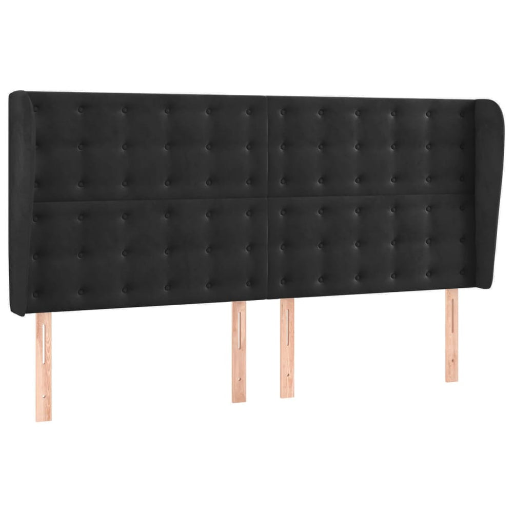 vidaXL Tête de lit à oreilles Noir 183x23x118/128 cm Velours