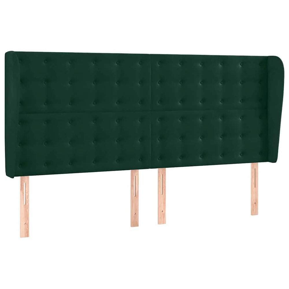 vidaXL Tête de lit à oreilles Velours vert foncé 183x23x118/128 cm