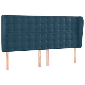 vidaXL Tête de lit à oreilles Bleu foncé 183x23x118/128 cm Velours