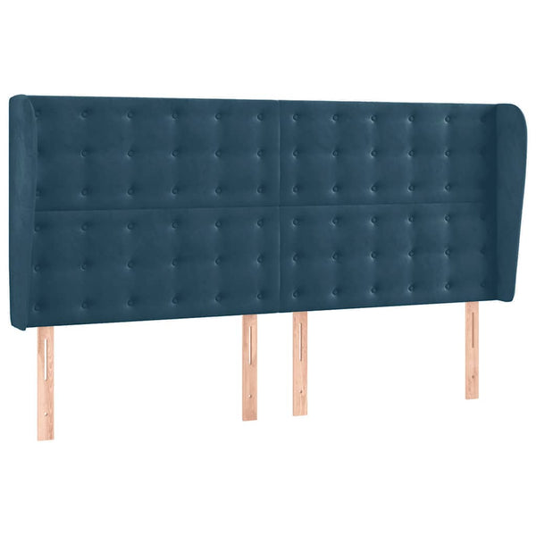 vidaXL Tête de lit à oreilles Bleu foncé 183x23x118/128 cm Velours