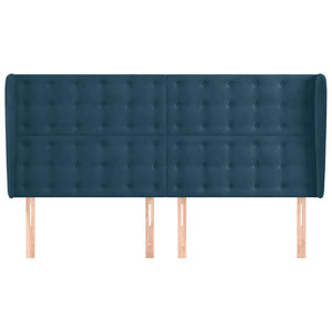 vidaXL Tête de lit à oreilles Bleu foncé 183x23x118/128 cm Velours