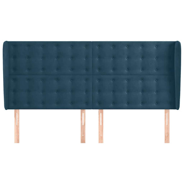 vidaXL Tête de lit à oreilles Bleu foncé 183x23x118/128 cm Velours