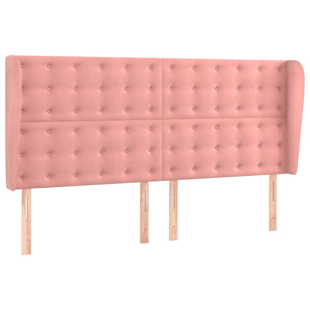 vidaXL Tête de lit avec oreilles rose 183x23x118/128 cm velours