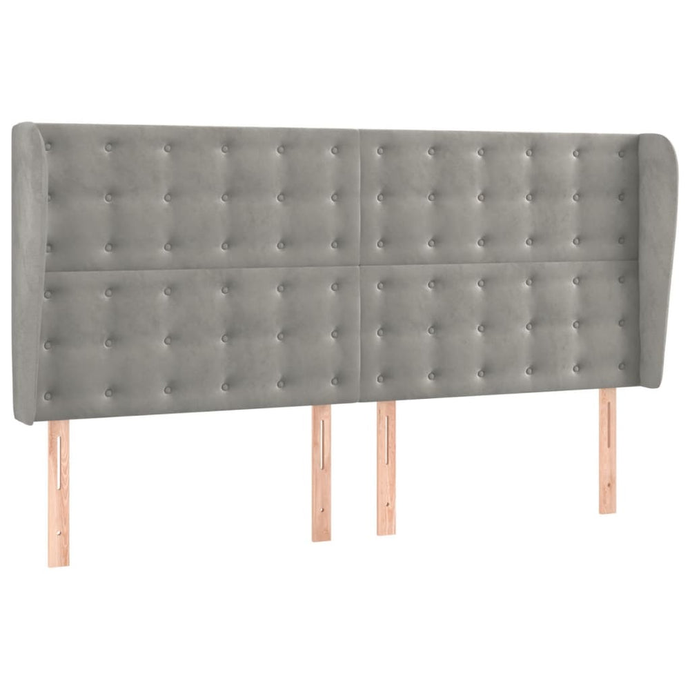 vidaXL Tête de lit à oreilles Gris clair 203x23x118/128 cm Velours