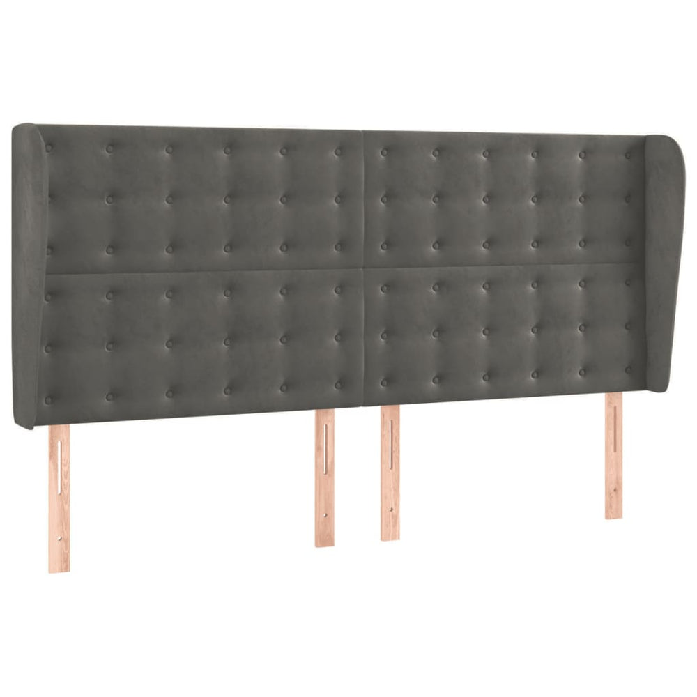 vidaXL Tête de lit avec Oreilles Gris foncé 203x23x118/128 cm Velours