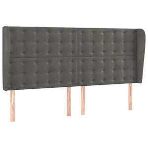 Kopfteil mit Ohren Dunkelgrau 203x23x118/128 cm Samt