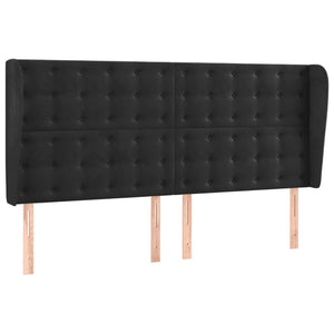 vidaXL Tête de lit à oreilles Noir 203x23x118/128 cm Velours