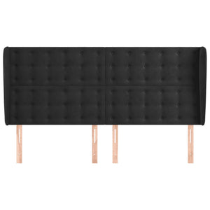 vidaXL Tête de lit à oreilles Noir 203x23x118/128 cm Velours