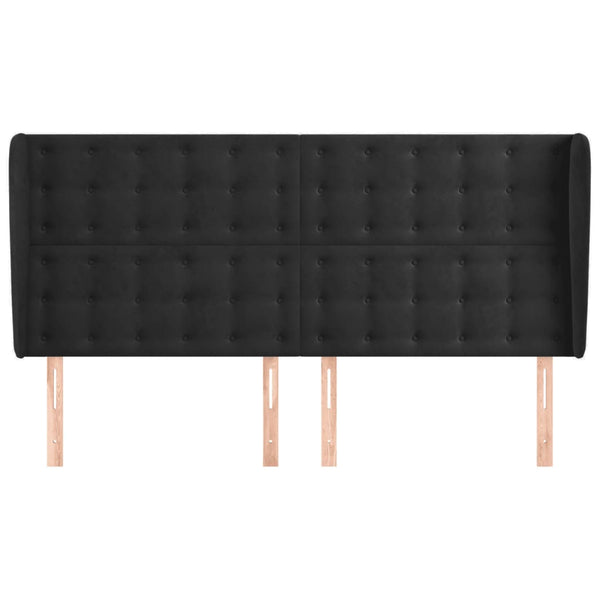 vidaXL Tête de lit à oreilles Noir 203x23x118/128 cm Velours