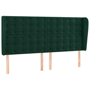 vidaXL Tête de lit à oreilles Vert foncé 203x23x118/128 cm Velours