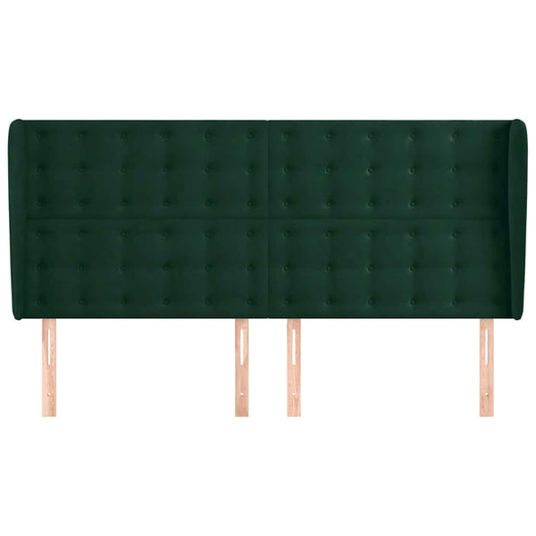vidaXL Tête de lit à oreilles Vert foncé 203x23x118/128 cm Velours