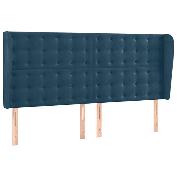Kopfteil mit Ohren Dunkelblau 203x23x118/128 cm Samt