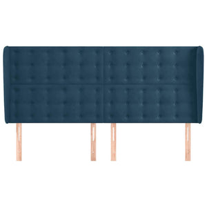 Kopfteil mit Ohren Dunkelblau 203x23x118/128 cm Samt