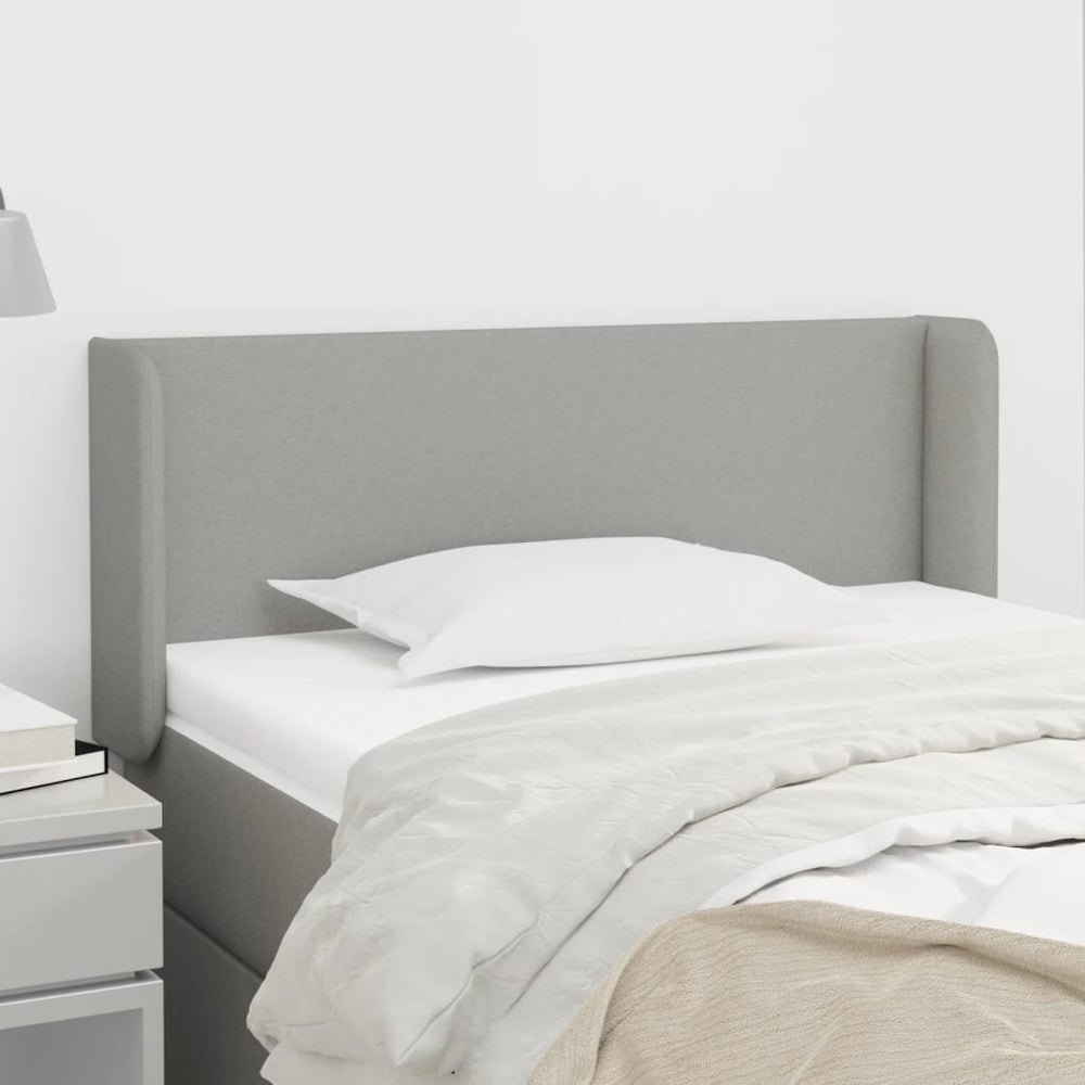 vidaXL Tête de lit à oreilles Gris clair 93x16x78/88 cm Tissu