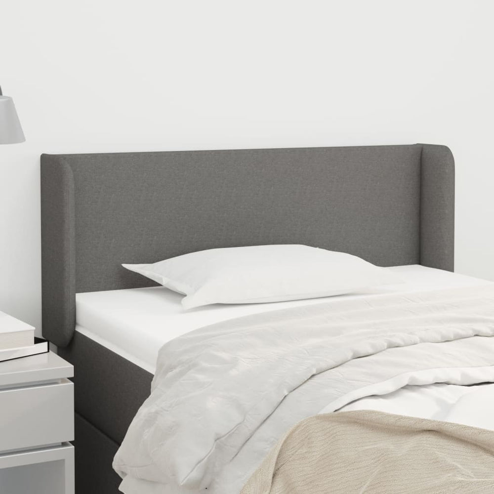 vidaXL Tête de lit à oreilles Gris foncé 93x16x78/88 cm Tissu