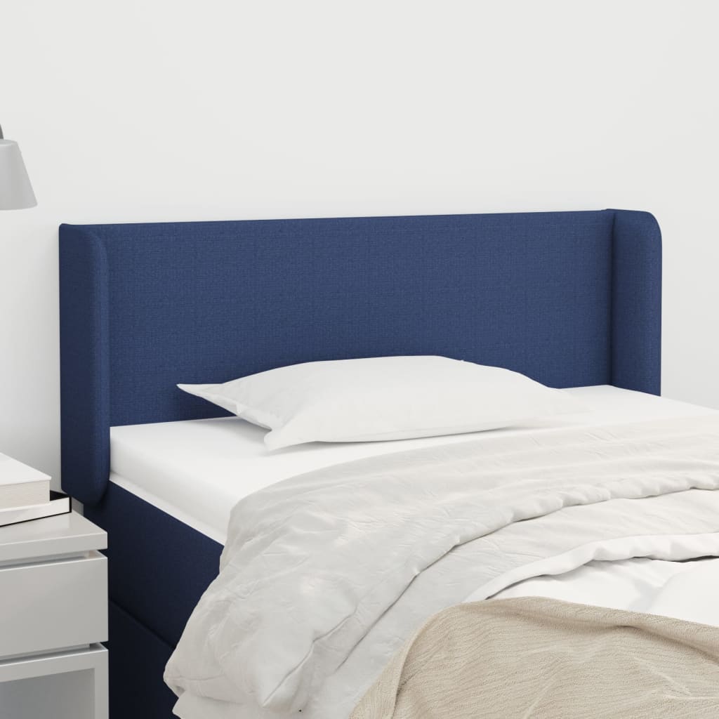 vidaXL Tête de lit à oreilles bleu 93x16x78/88 cm Tissu