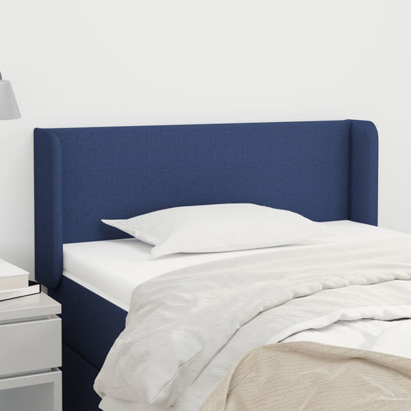 vidaXL Tête de lit à oreilles bleu 93x16x78/88 cm Tissu