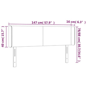 vidaXL Tête de lit à oreilles Gris clair 147x16x78/88 cm Tissu