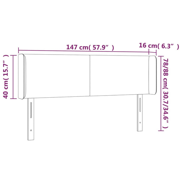 vidaXL Tête de lit à oreilles Gris clair 147x16x78/88 cm Tissu