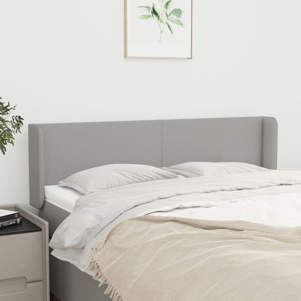 vidaXL Tête de lit à oreilles Gris clair 147x16x78/88 cm Tissu