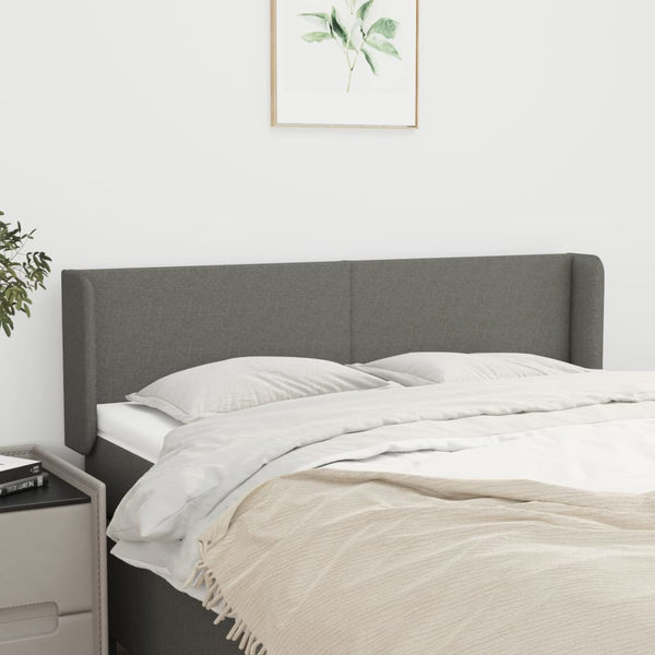 vidaXL Tête de lit à oreilles Gris foncé 147x16x78/88 cm Tissu