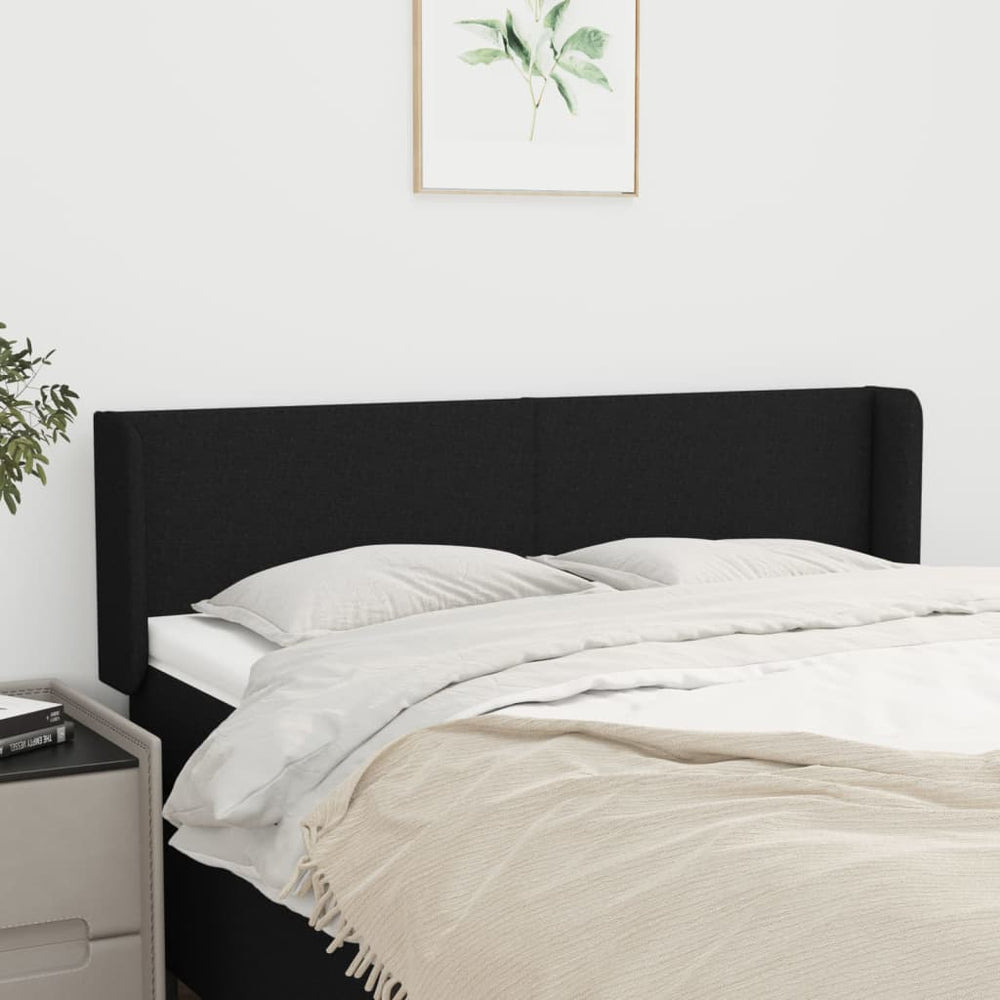 vidaXL Tête de lit à oreilles Noir 147x16x78/88 cm Tissu