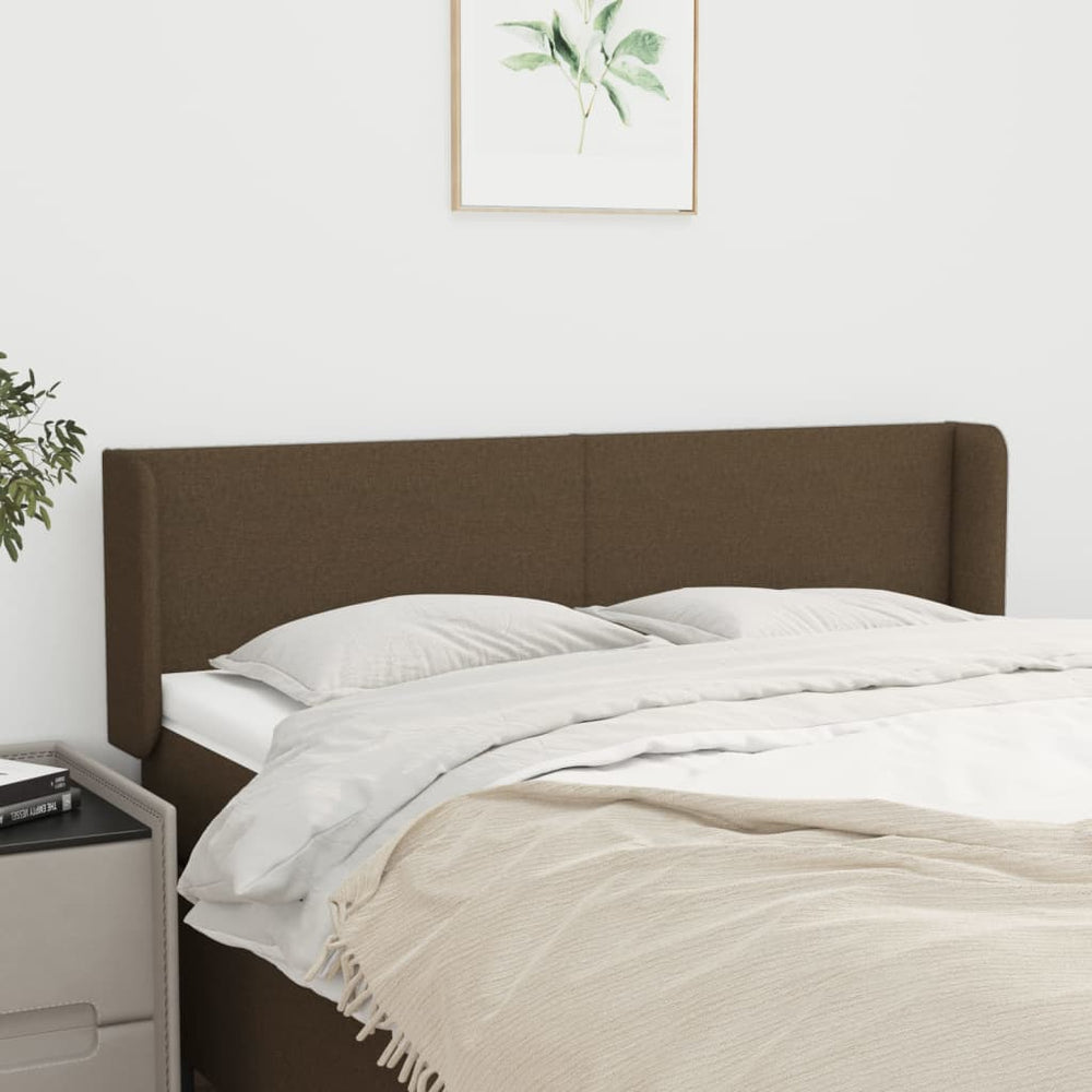 vidaXL Tête de lit à oreilles Marron foncé 147x16x78/88 cm Tissu