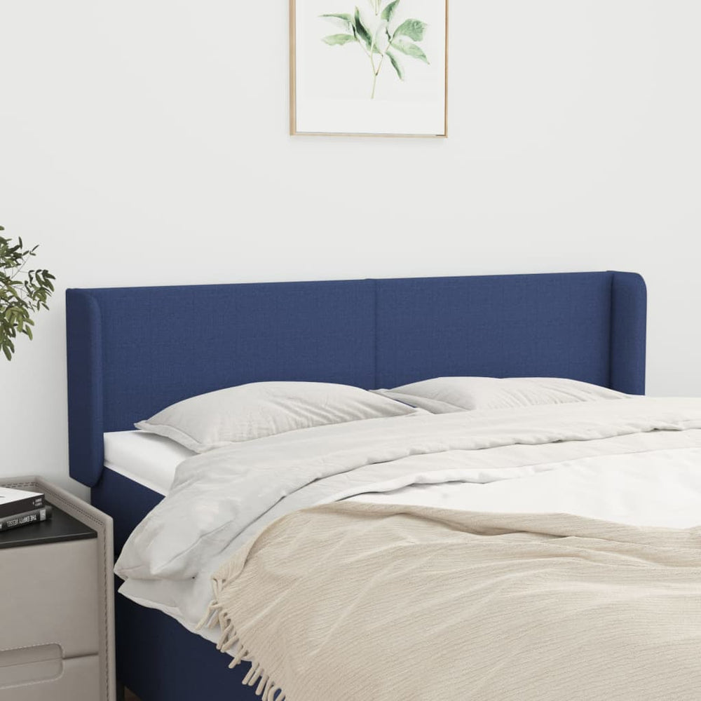 vidaXL Tête de lit à oreilles Bleu 147x16x78/88 cm Tissu