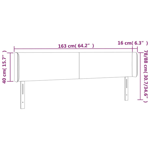 vidaXL Tête de lit à oreilles crème 163x16x78/88 cm Tissu