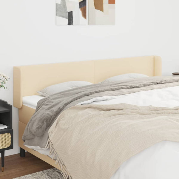 vidaXL Tête de lit à oreilles crème 163x16x78/88 cm Tissu