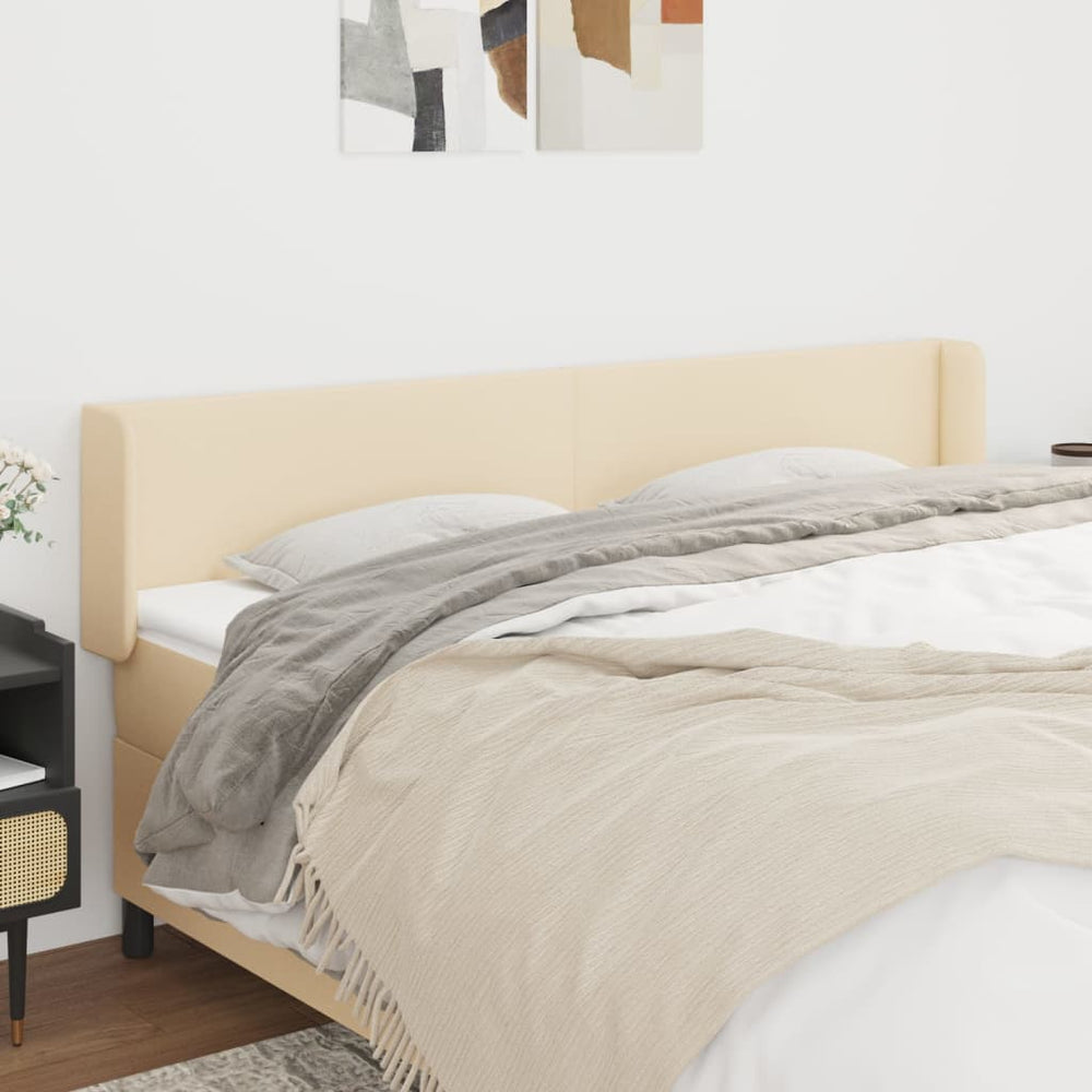 vidaXL Tête de lit à oreilles Crème 183x16x78/88 cm Tissu