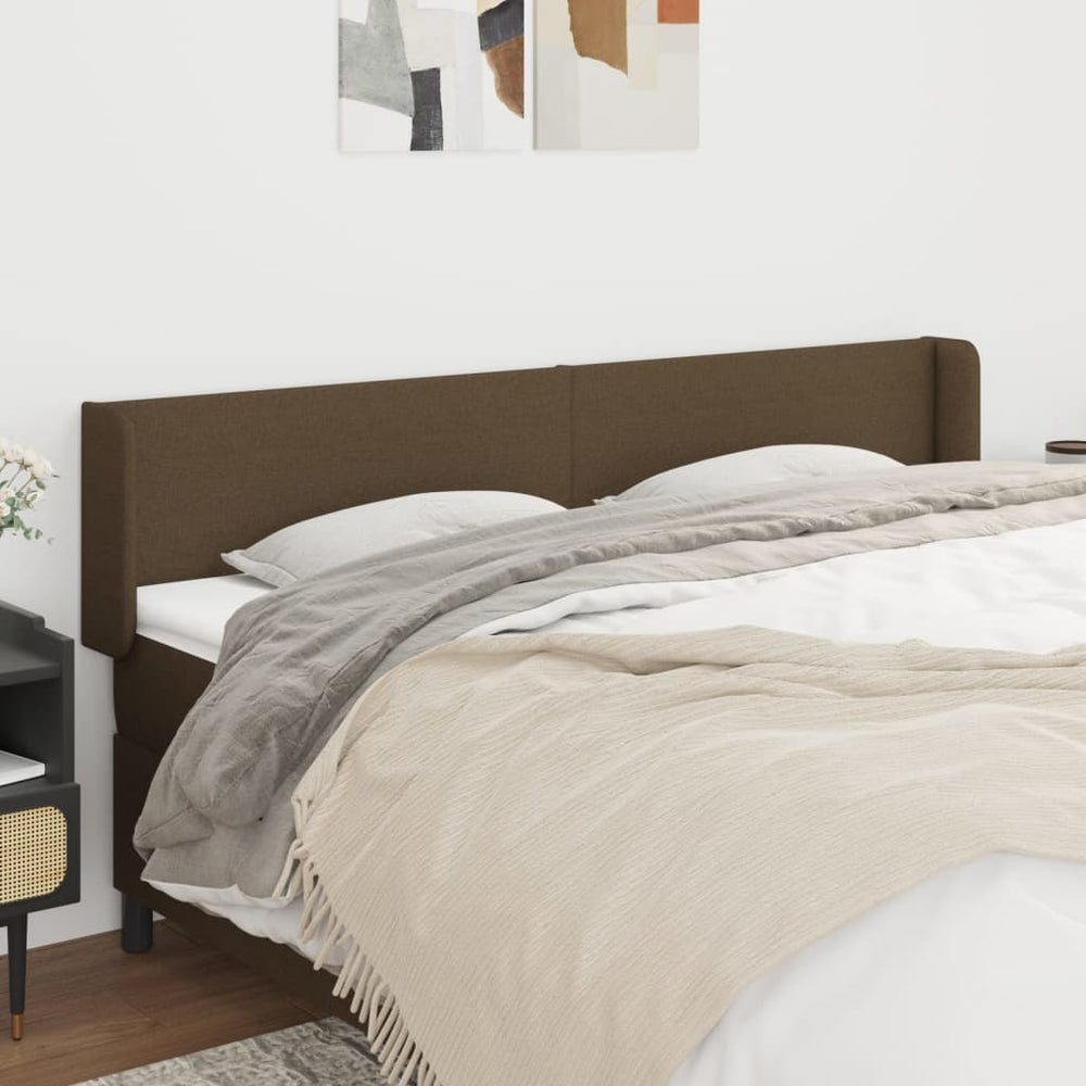 vidaXL Tête de lit à oreilles Marron foncé 203x16x78/88 cm Tissu