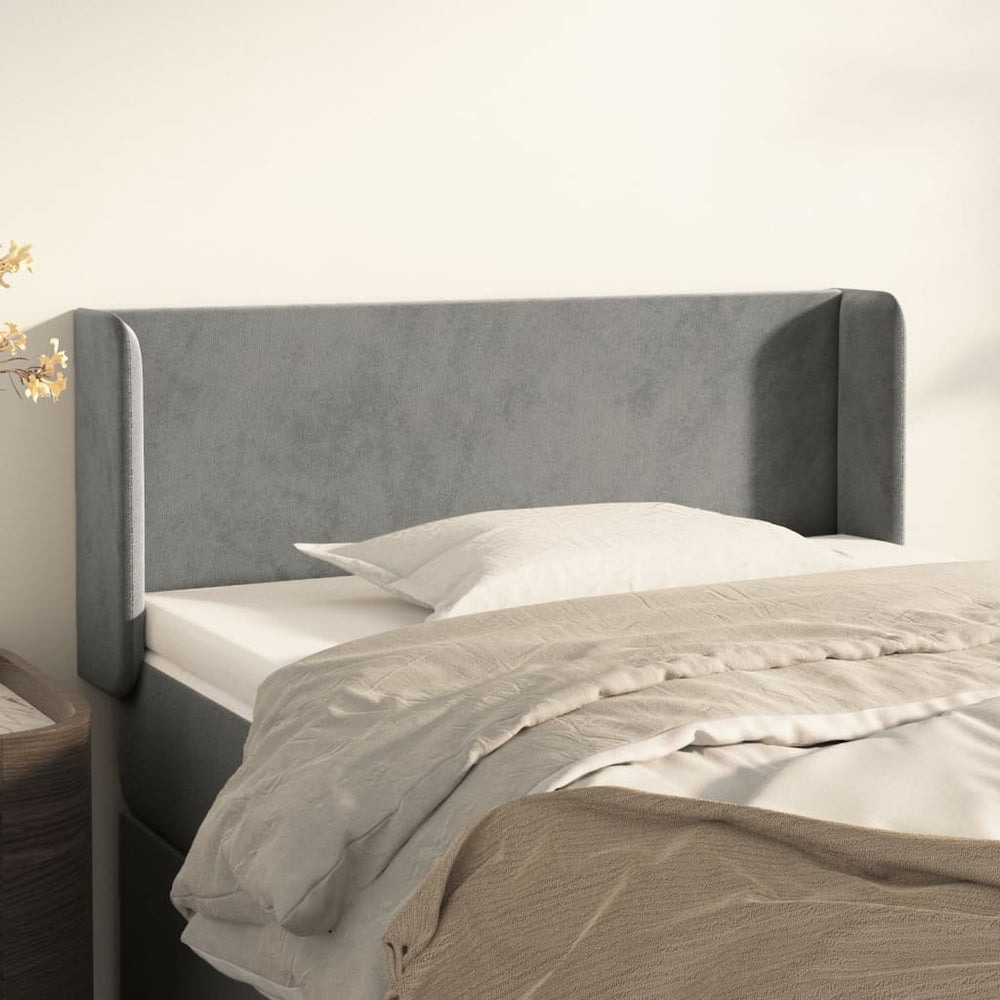 vidaXL Tête de lit à oreilles gris clair 93x16x78/88 cm velours