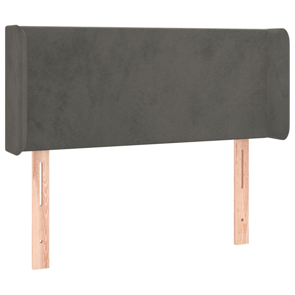vidaXL Tête de lit avec oreilles Gris foncé 93x16x78/88 cm Velours